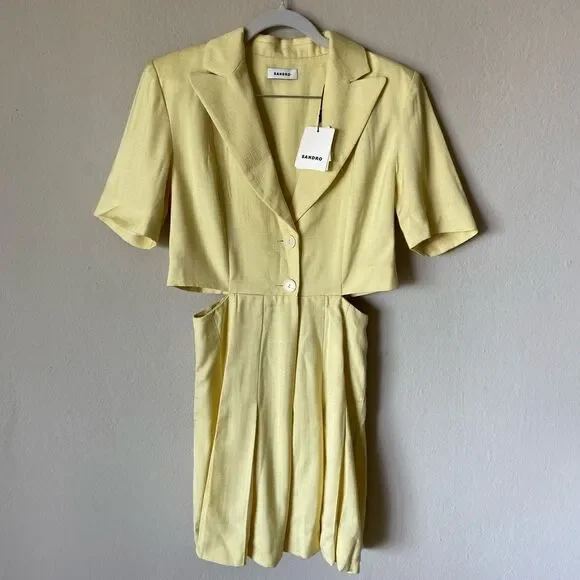 NWT Sandro Jaun Citron Mini Yellow Dress Size XS - Picture 11 of 15